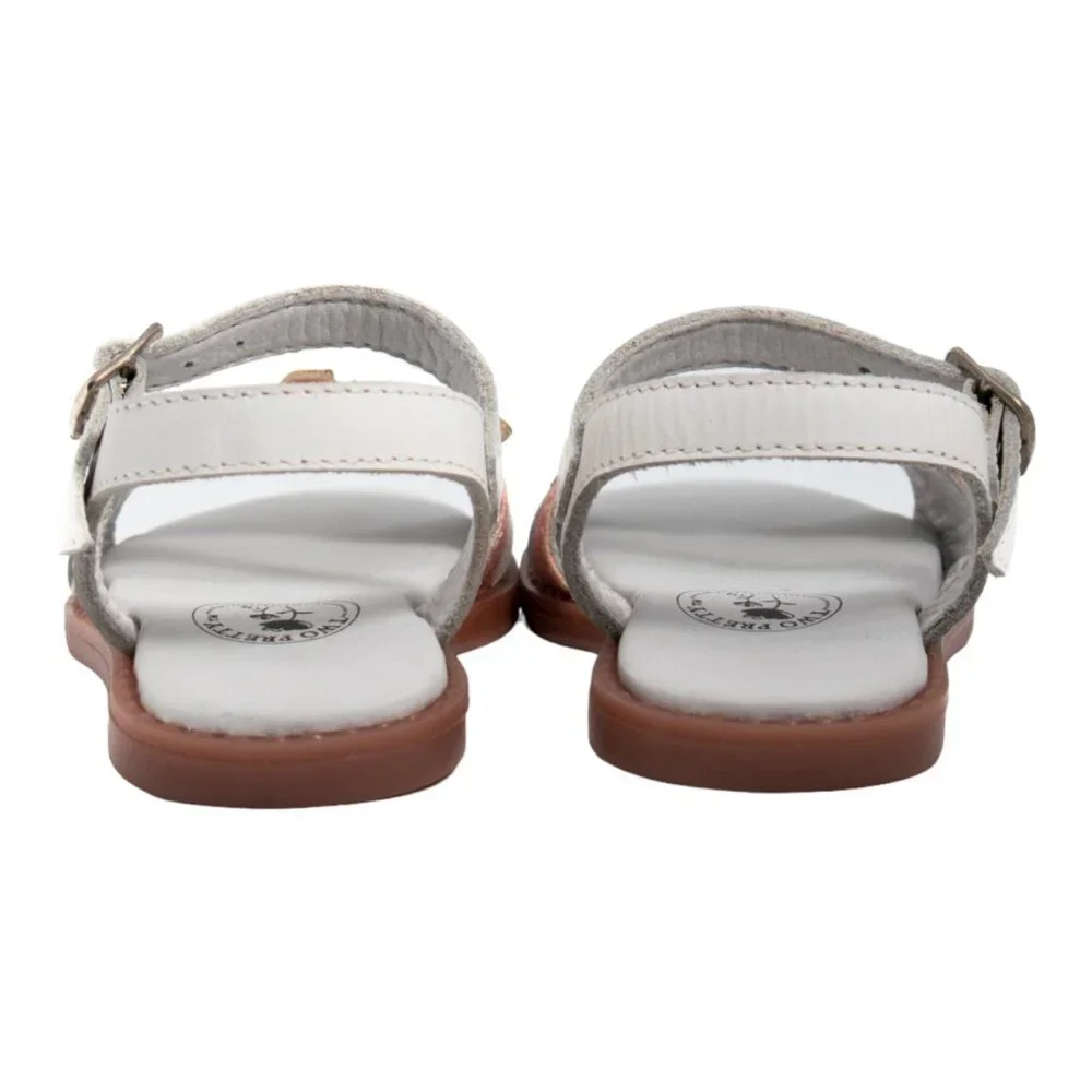 Two Pretty Handcrafted White Leather Knot Sandal